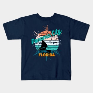 Panama City Florida Retro Exploding Sunset Kids T-Shirt